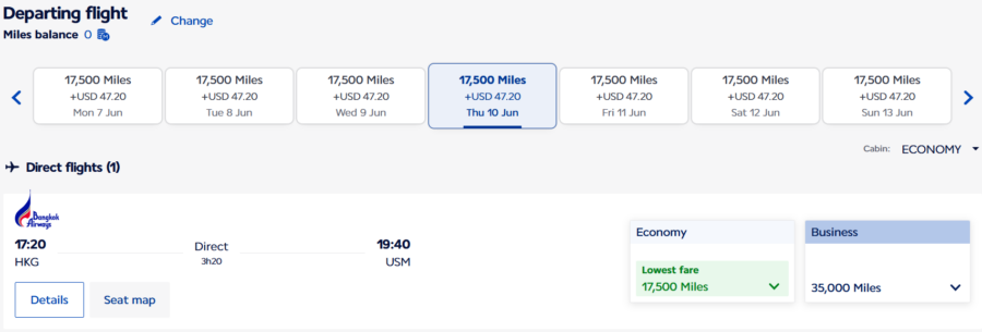 Hong Kong to Ko Samui booked through Air France.