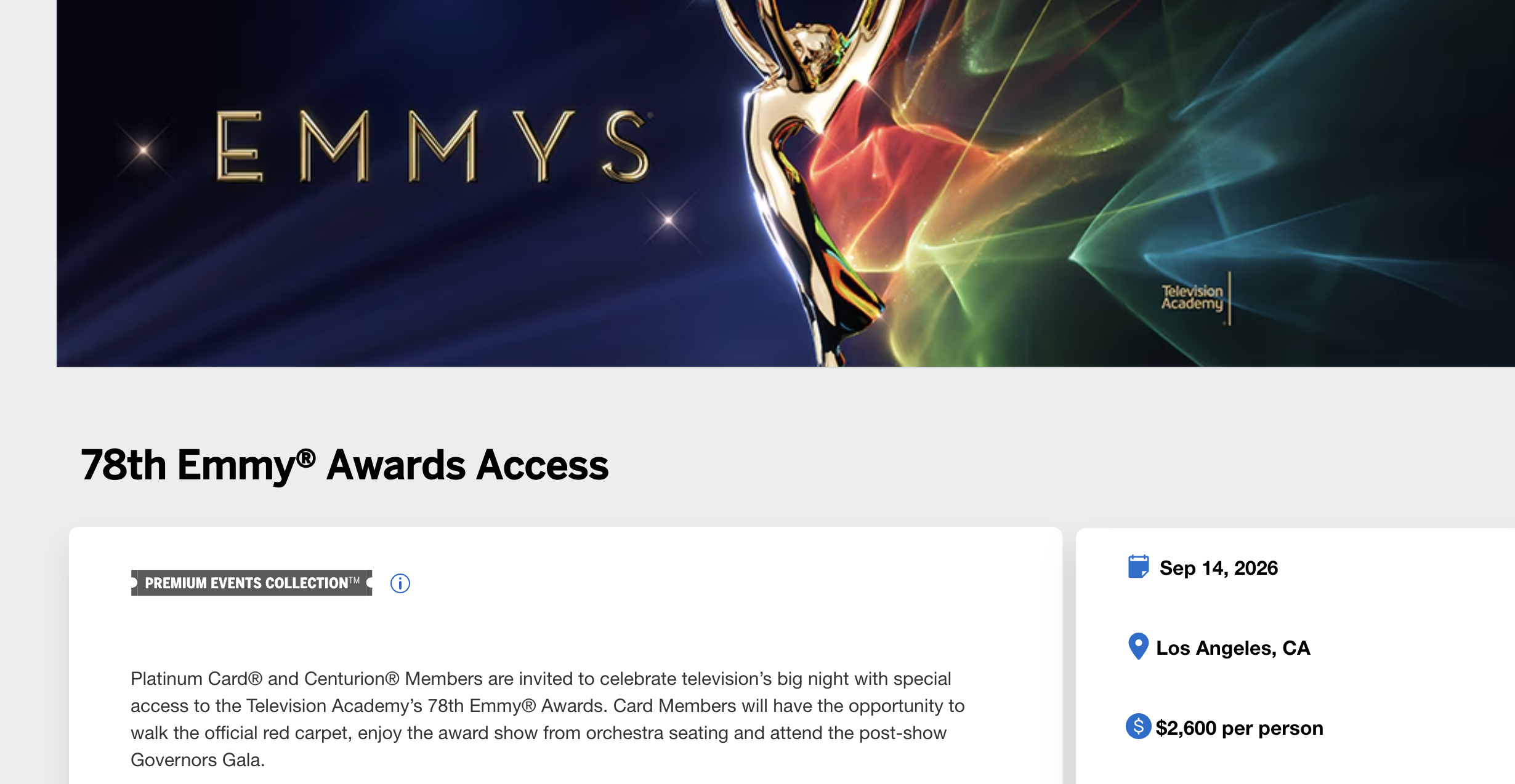 Emmy Awards for sale on Amex Website