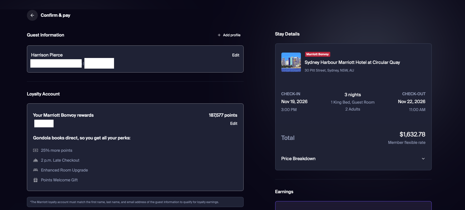 Gondola booking page