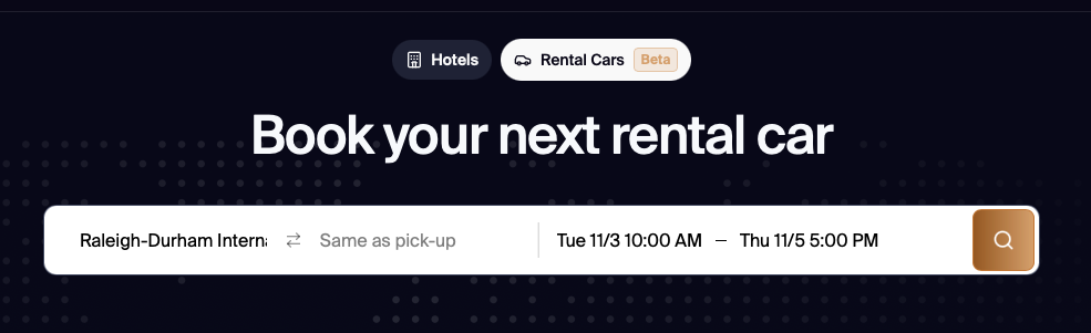 Gondola rental car homepage