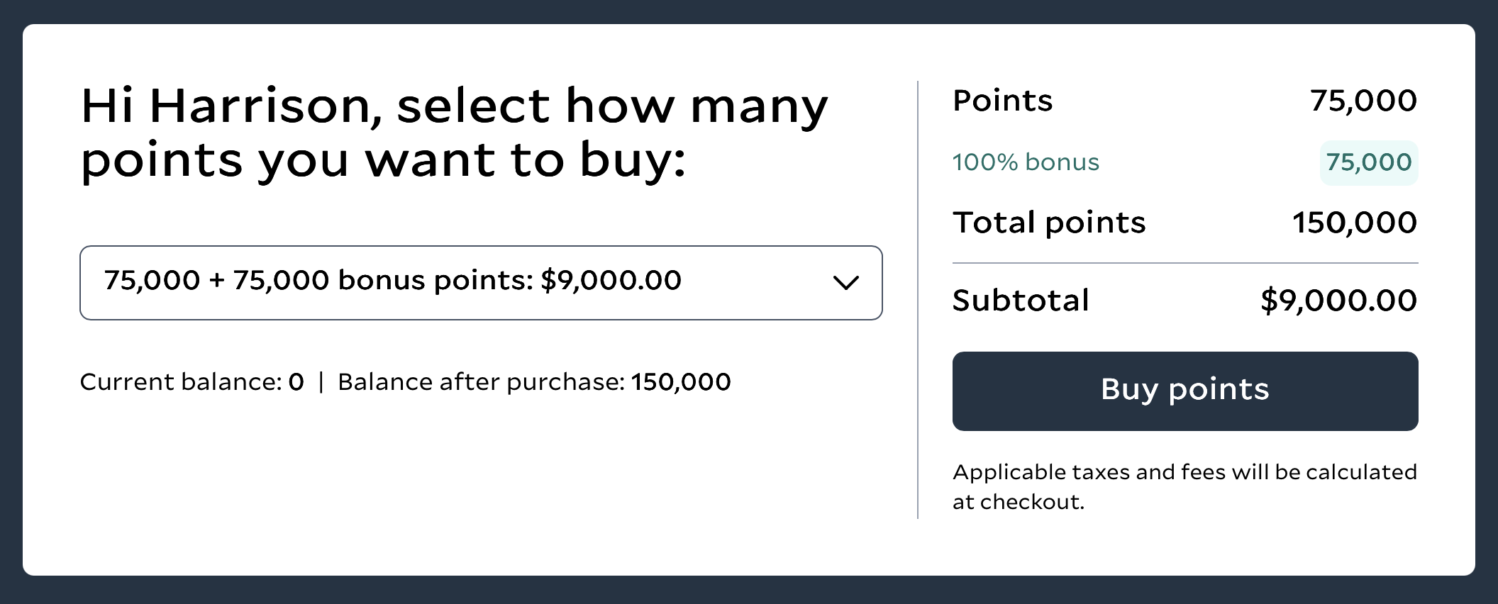 Leading Hotels of the World buy points checkout