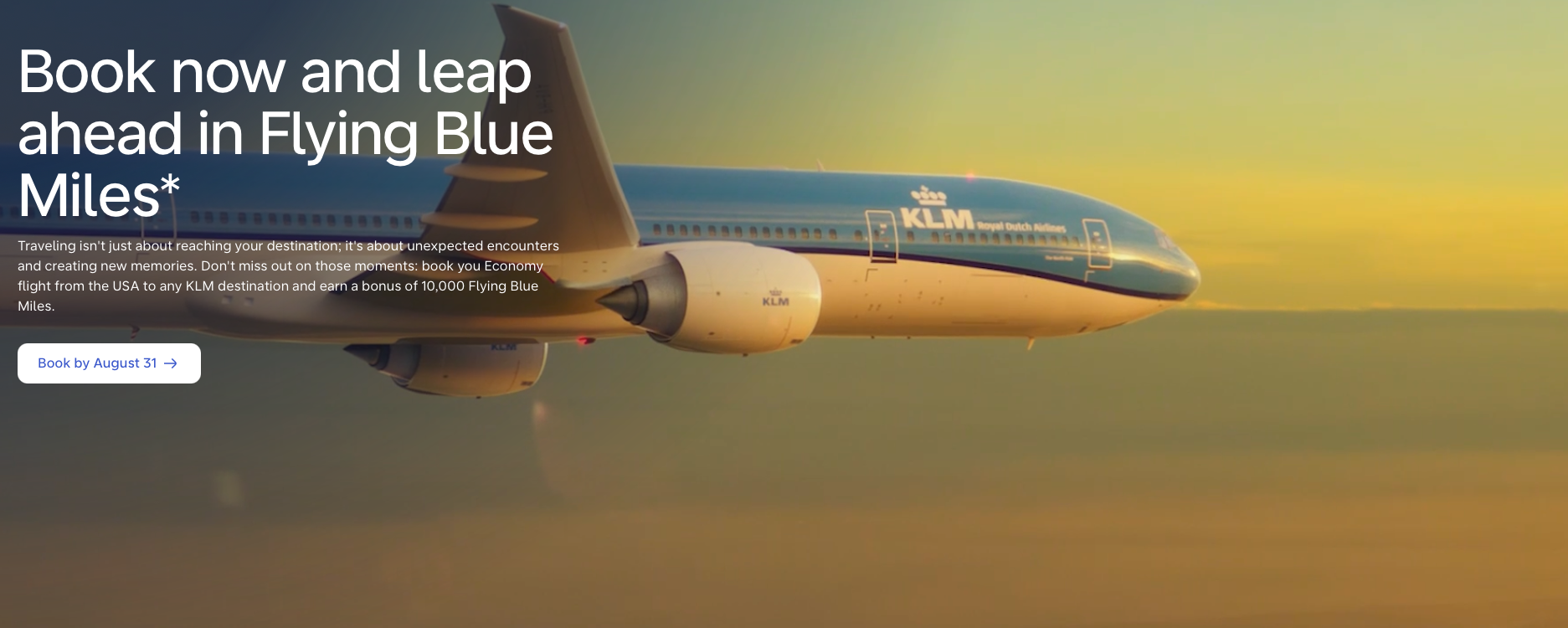 KLM 10K bonus miles promo image