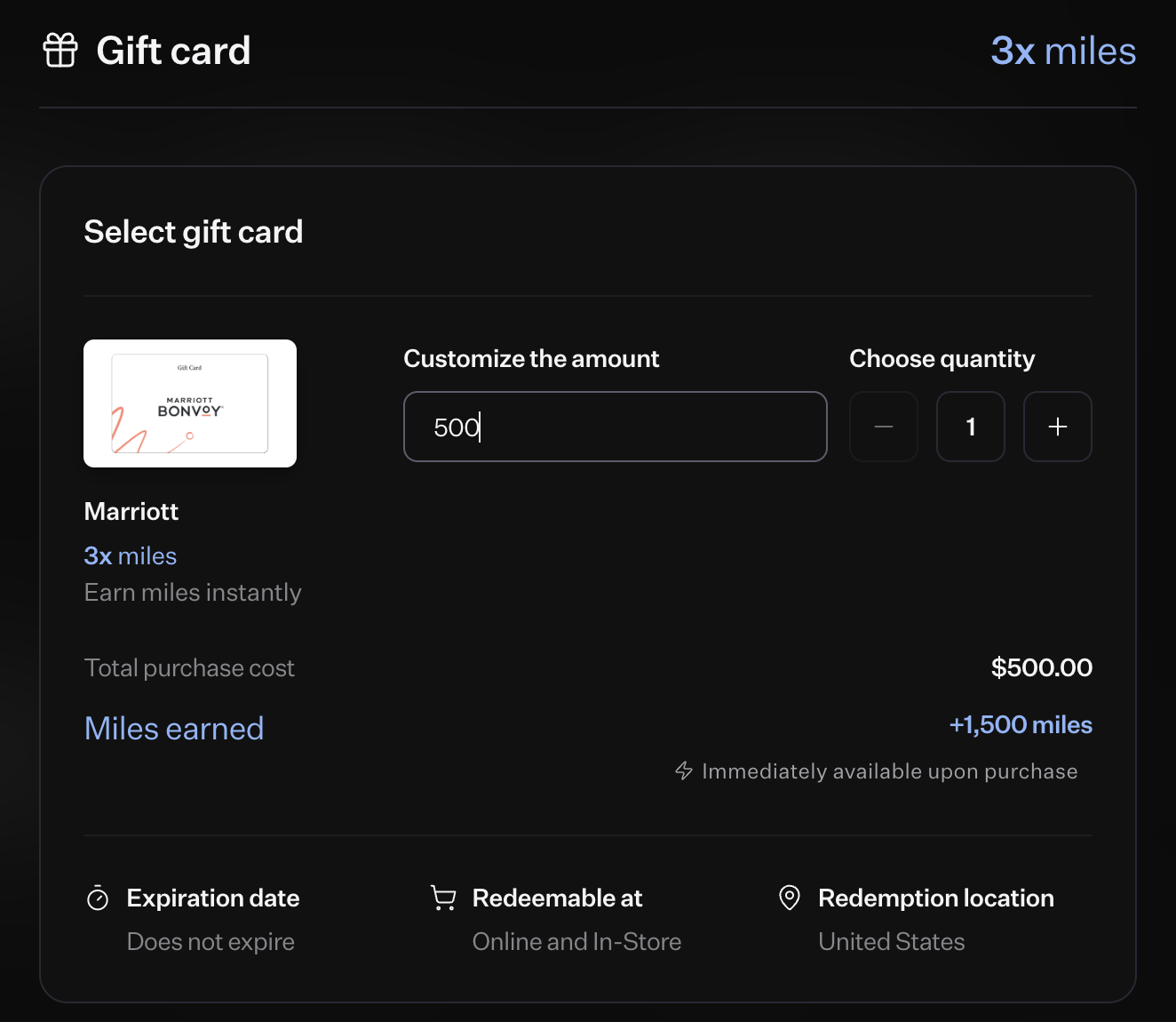 Rove Marriott gift card checkout
