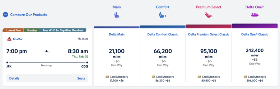 Delta award ticket JFK CDG