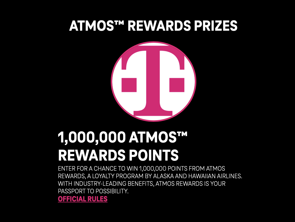 Atmos Rewards sweepstakes information through T-Mobile