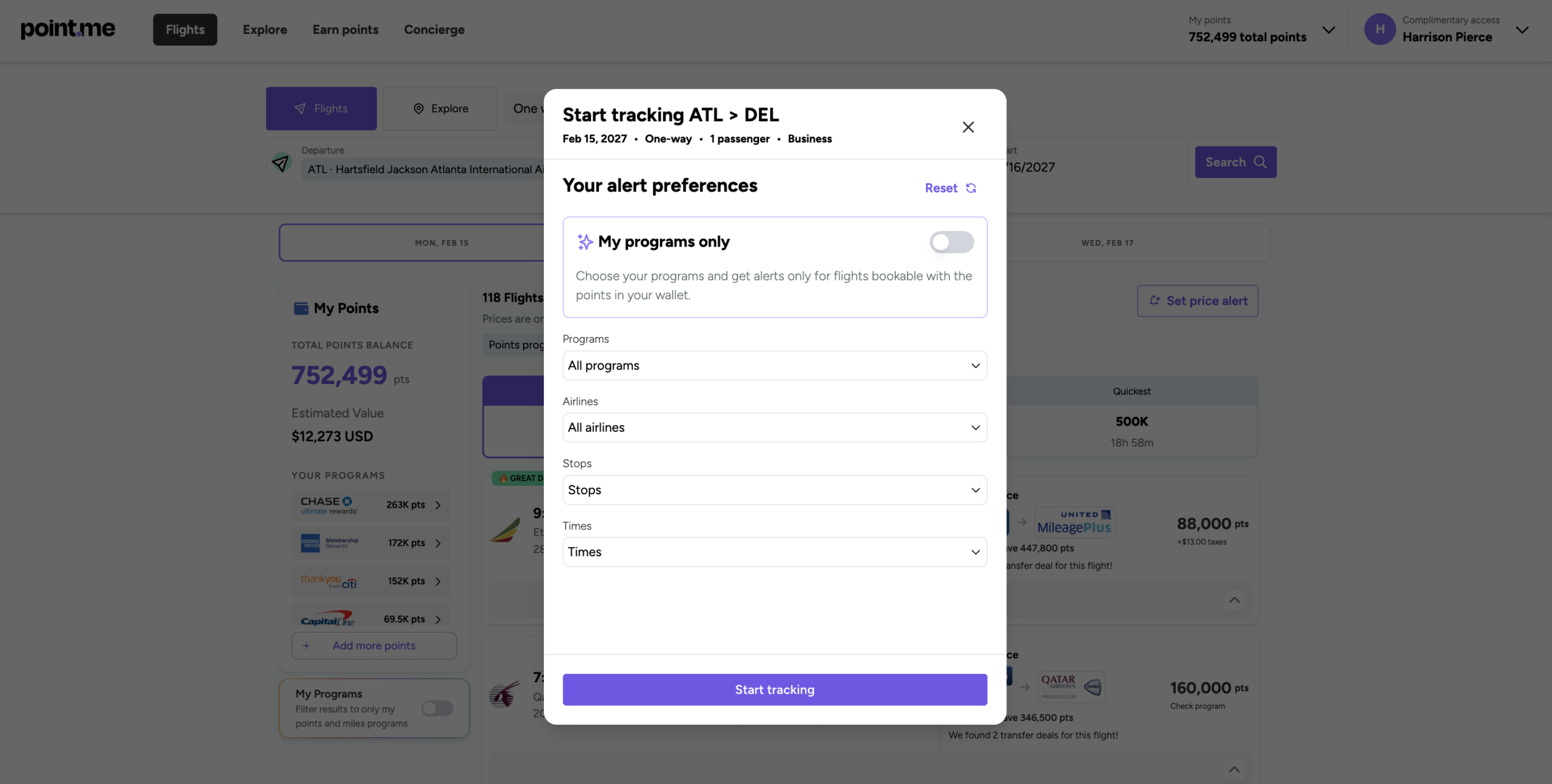 Point.me price alert customization tools
