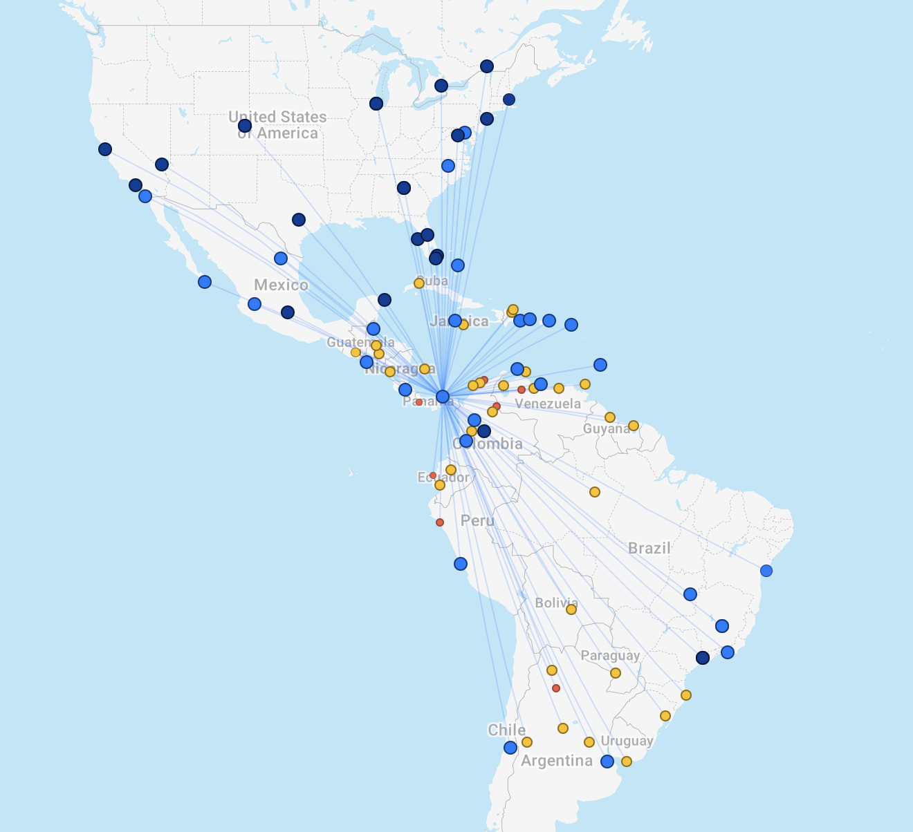 Copa Airlines route map