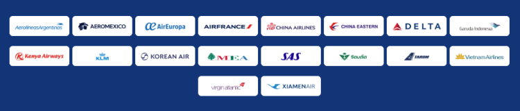 18 tiles show the logos for each of the Sky Team Alliance members.