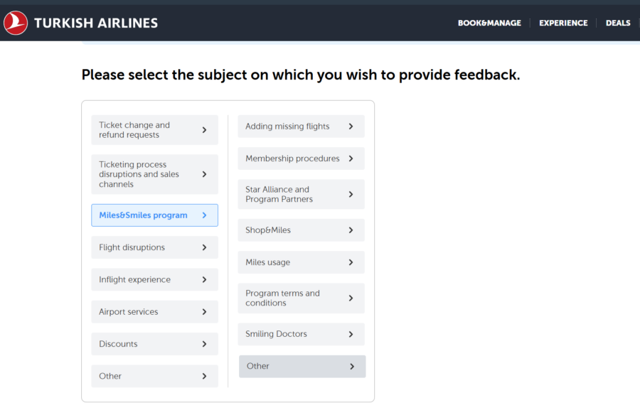 The provide feedback form for Mils&Smiles where you can access the status match form