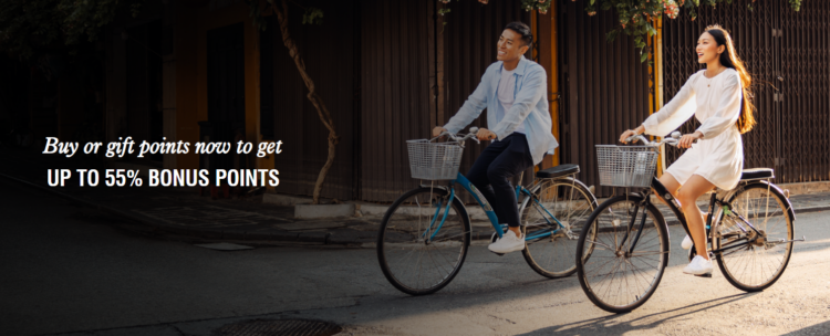 Banner image advertising buying Marriott points with up to a 55% bonus