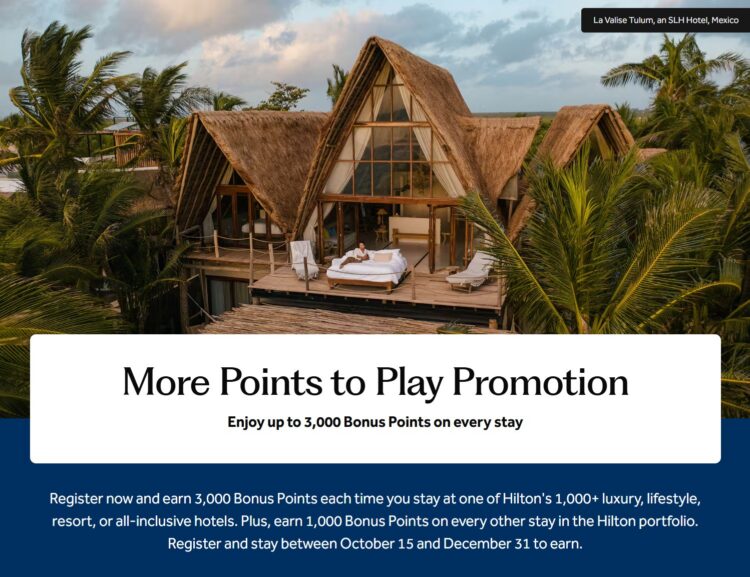 Hilton Up to 3,000 Points Worldwide 2026 Promotion