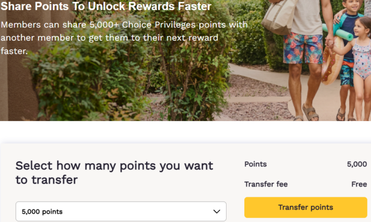 Choice adds the ability to transfer points between accounts for free.
