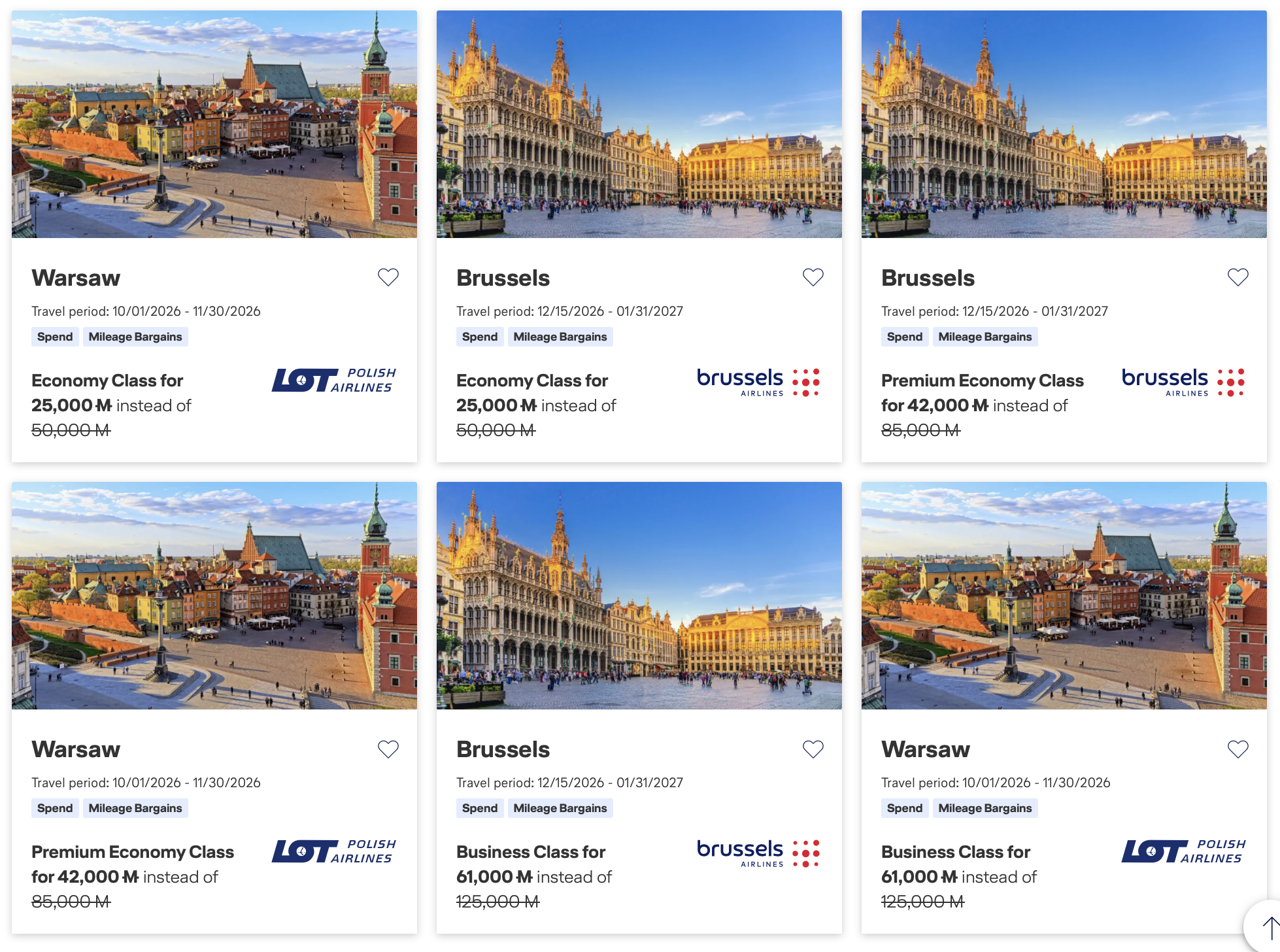 Miles & More Mileage Bargains routes for August 2026