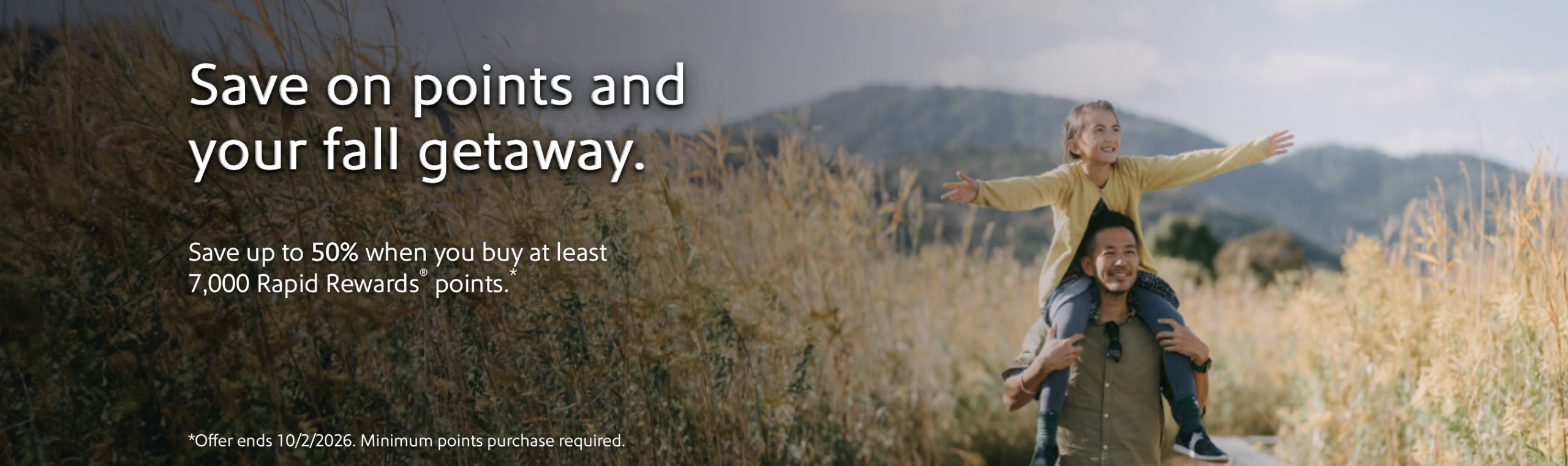 Southwest 50% off points promo