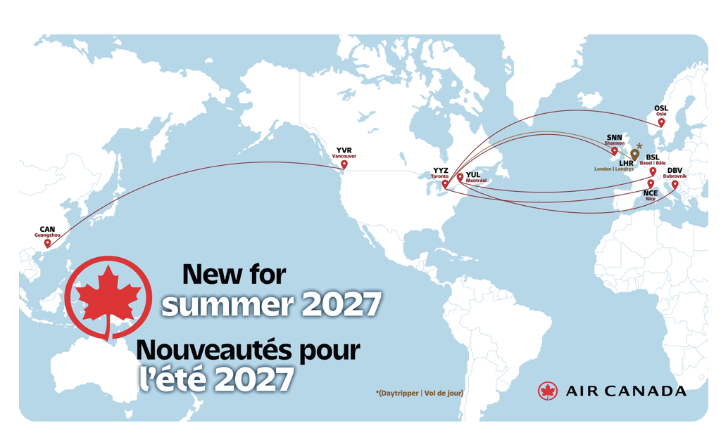 Air Canada's new routes launching in summer 2027