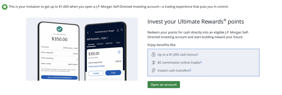 Chase investing your points promo banner