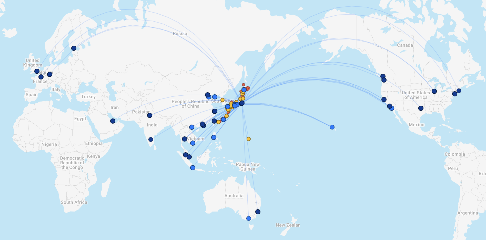 Japan Airlines route map