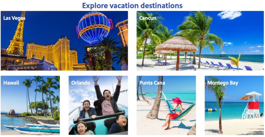 List of Getaways by Southwest featuring six destinations. 