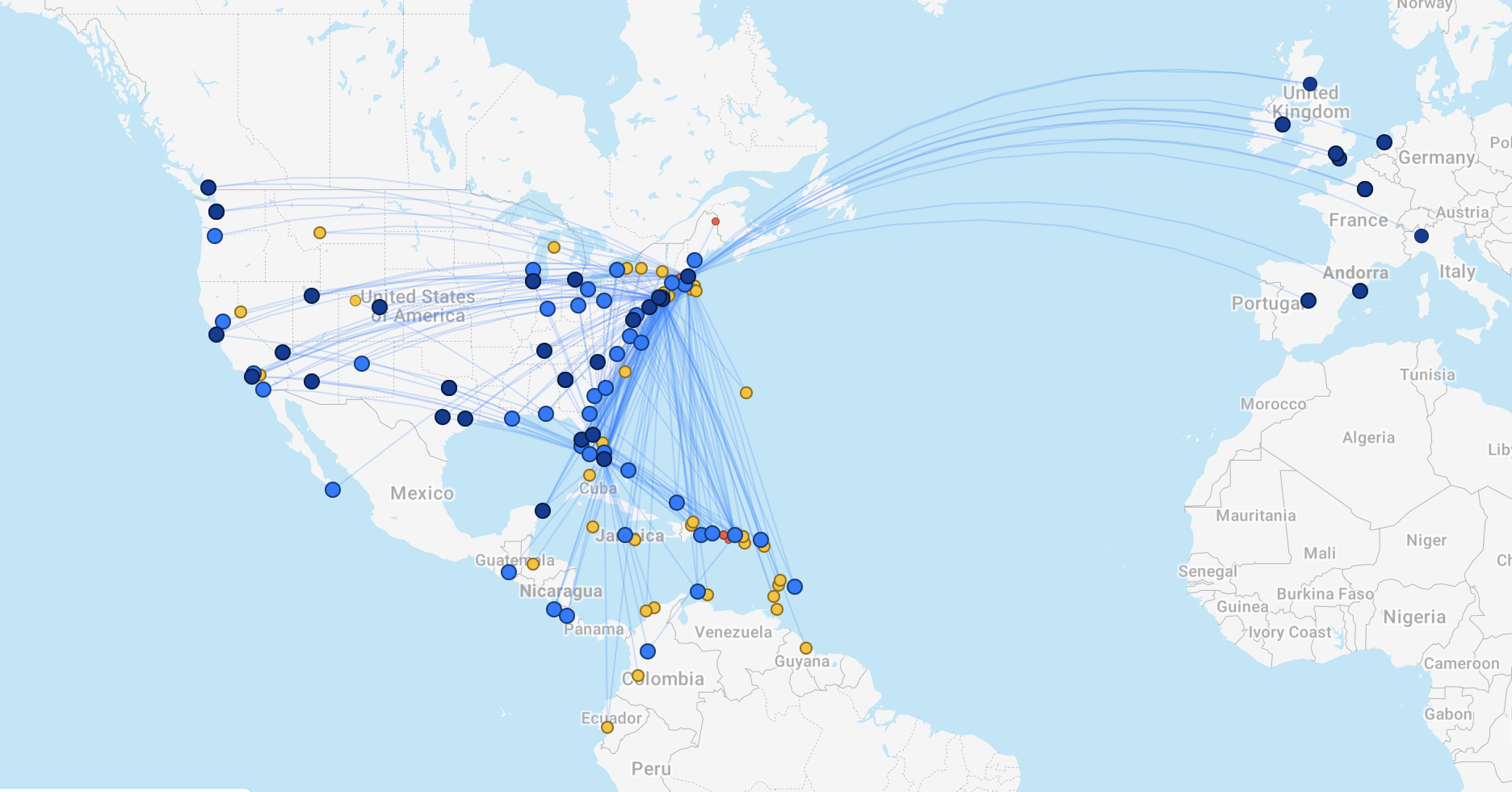 JetBlue route map