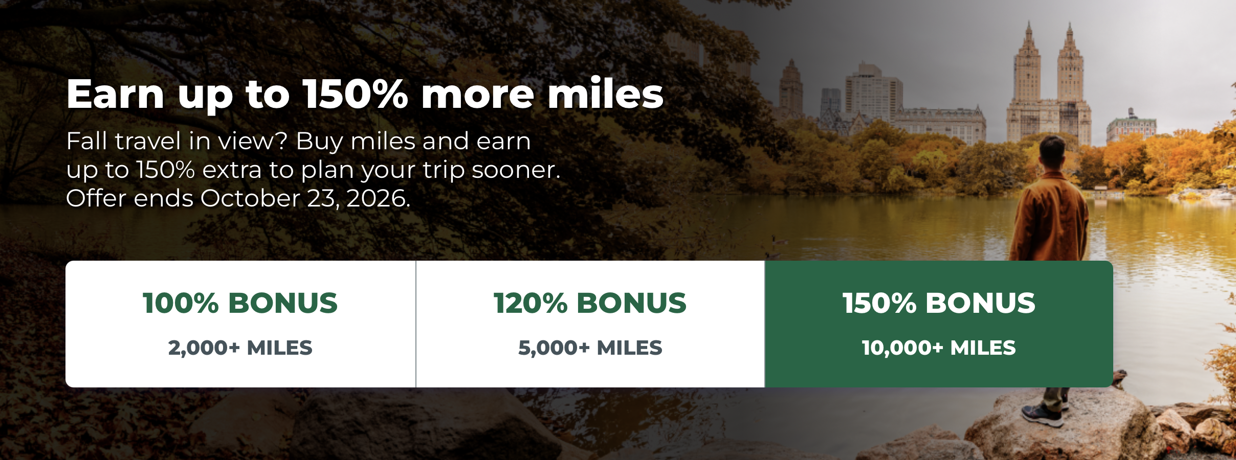 Buy Frontier miles with up to a 150% bonus promo banner