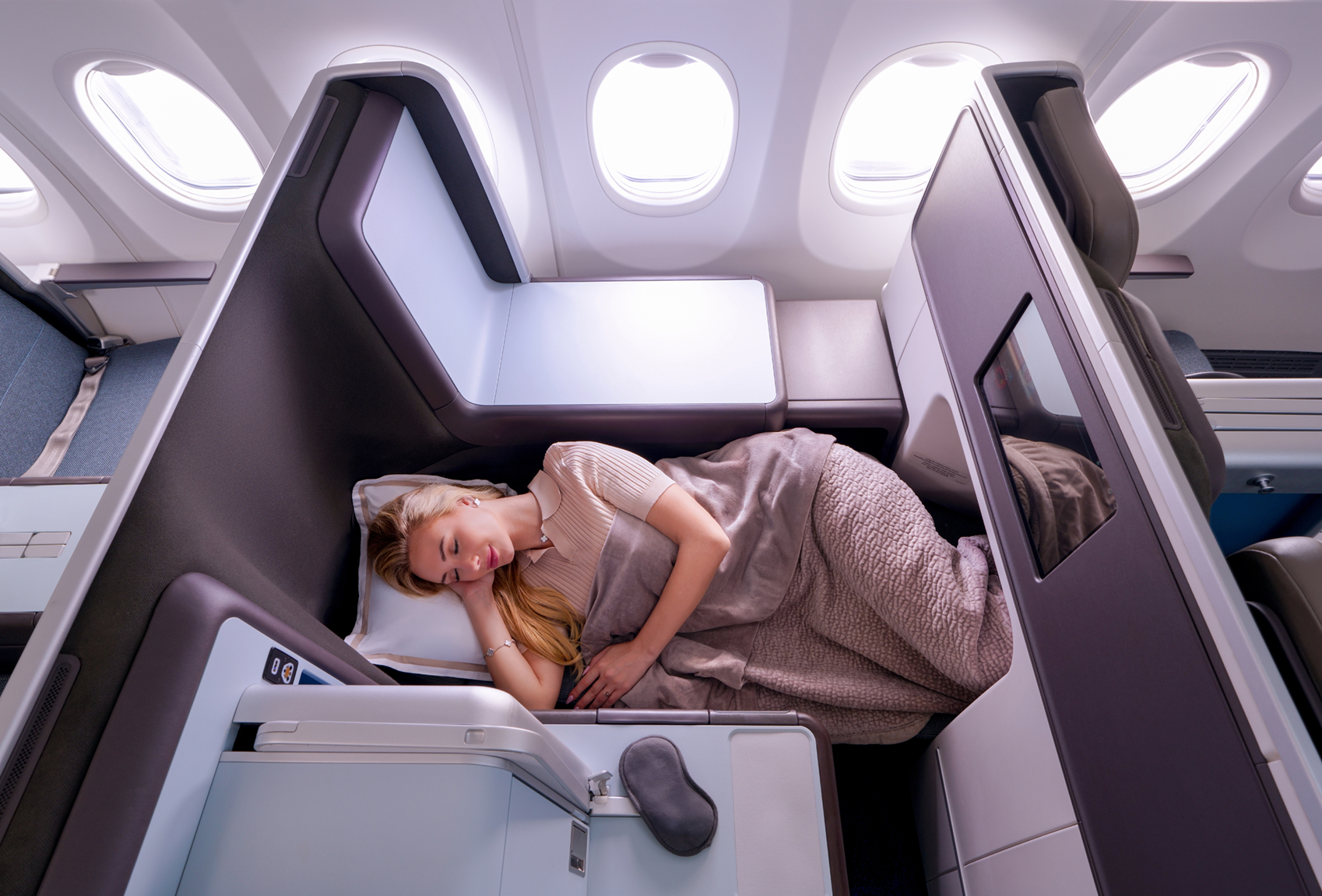 Lie-flat seat on Flydubai Boeing 737 MAX 