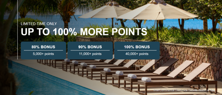 IHG buy points promo banner advertising 100% more points
