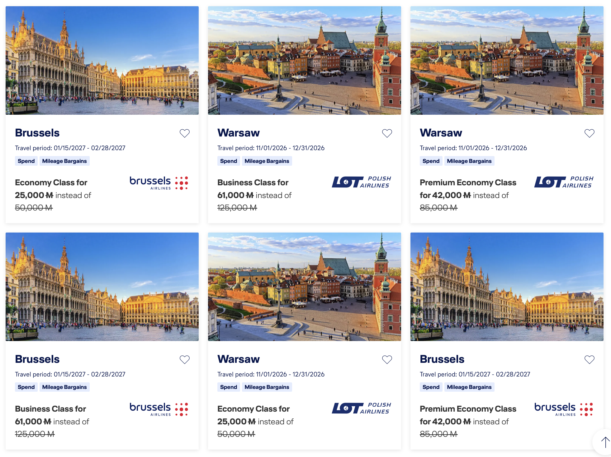 Miles & More Mileage Bargains routes for October 2026