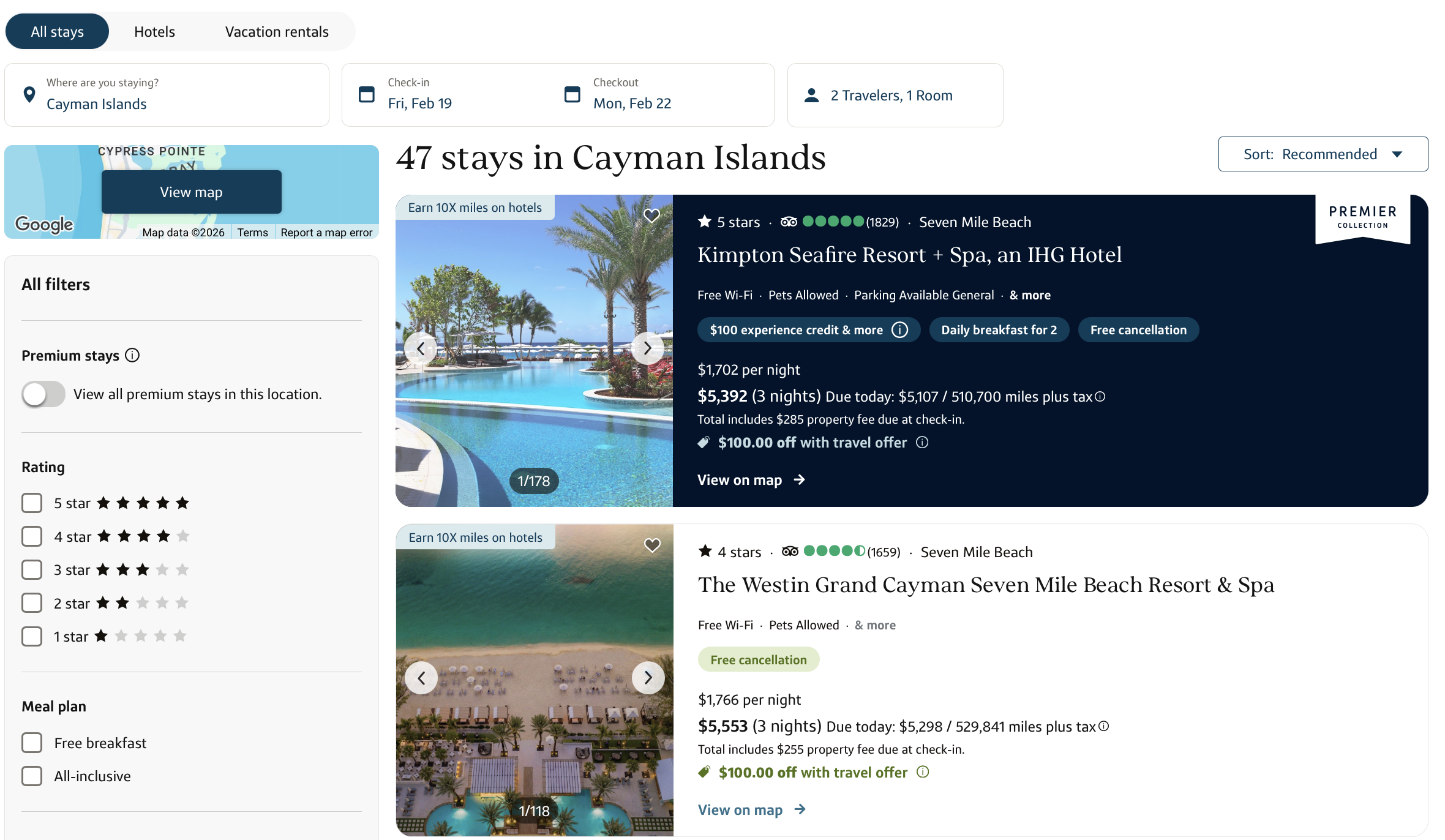 Capital One Travel search results for Cayman Islands