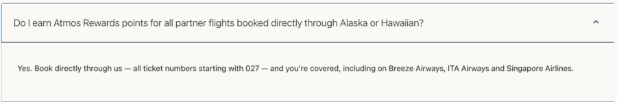 FAQ section of Alaska's partner page