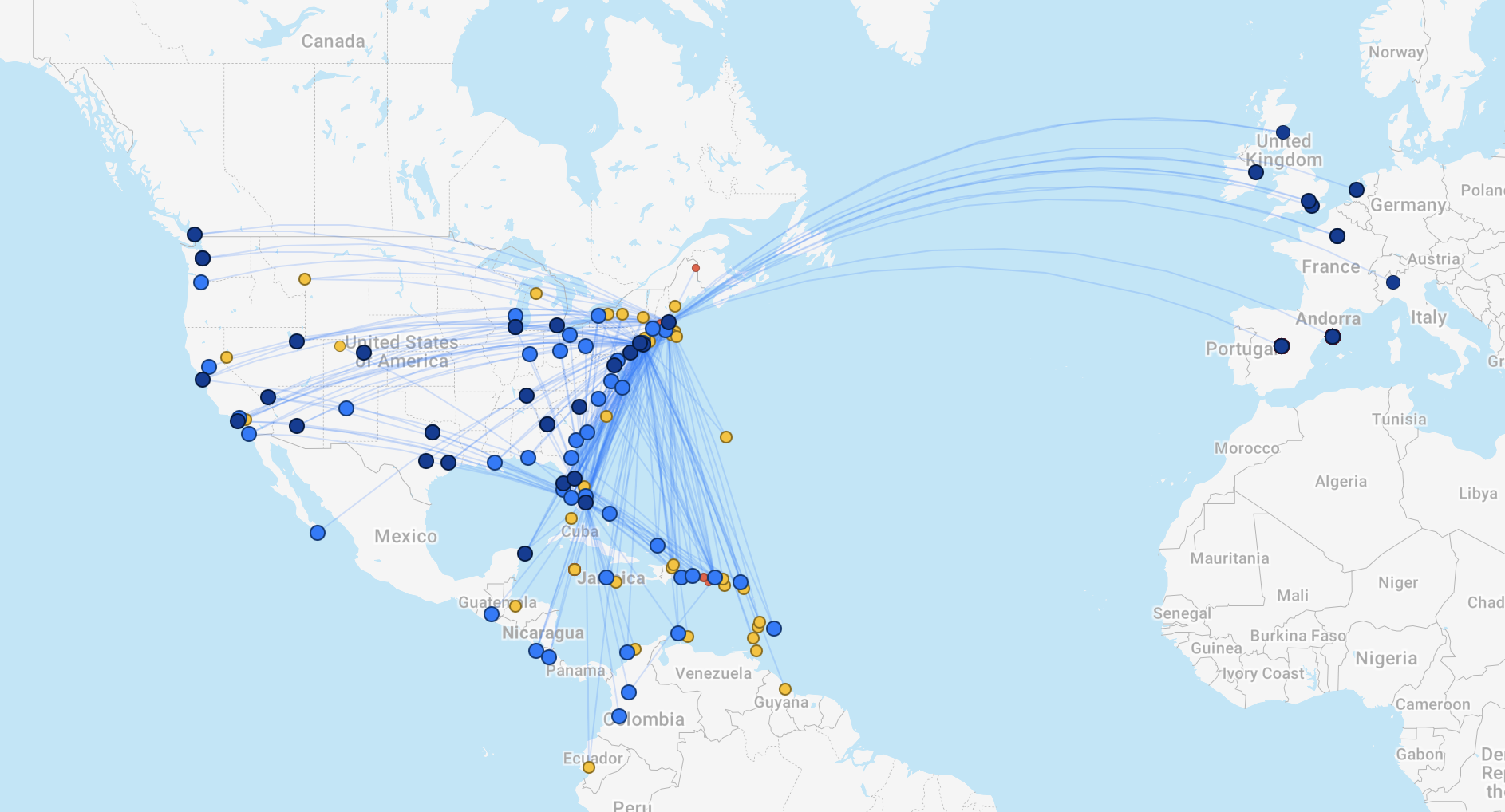 JetBlue route map