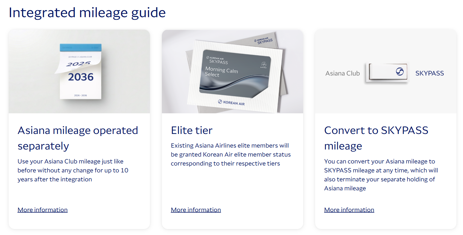 Korean Air and Asiana integrated mileage guide